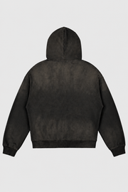 distressed zip hoodie – Rückansicht – Black