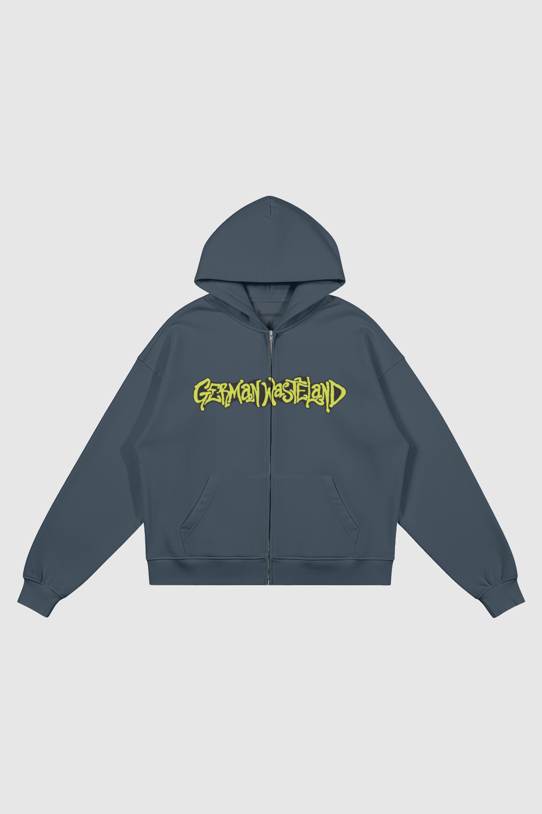 out of 2 hoodie – Vorderansicht – Grey Blue